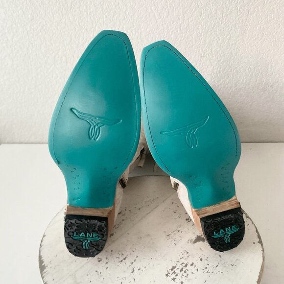 Lane LEXINGTON Knee High Tall Womens Cowboy Boots 8.5 White Western Cowgirl - Picture 13 of 13